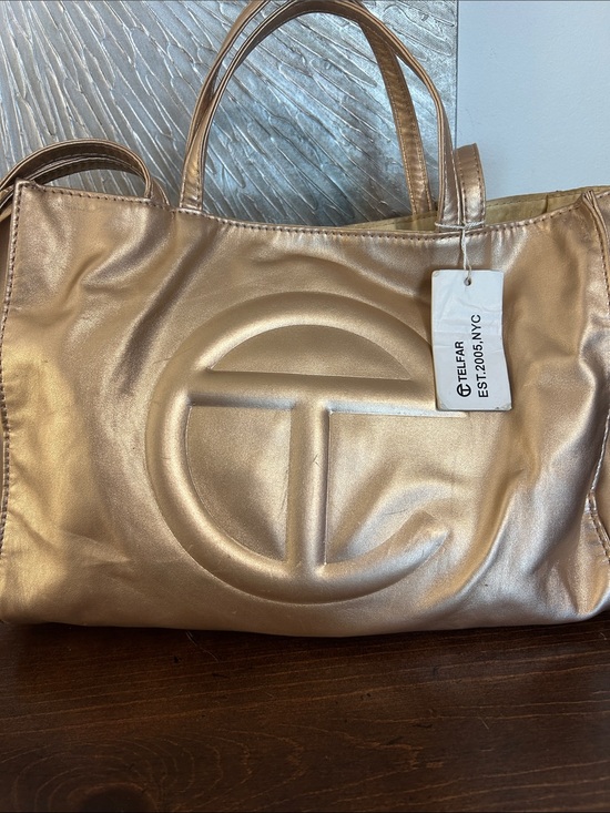 Telfar Handbags - Telfar Metallic Rose Gold Signature Tote